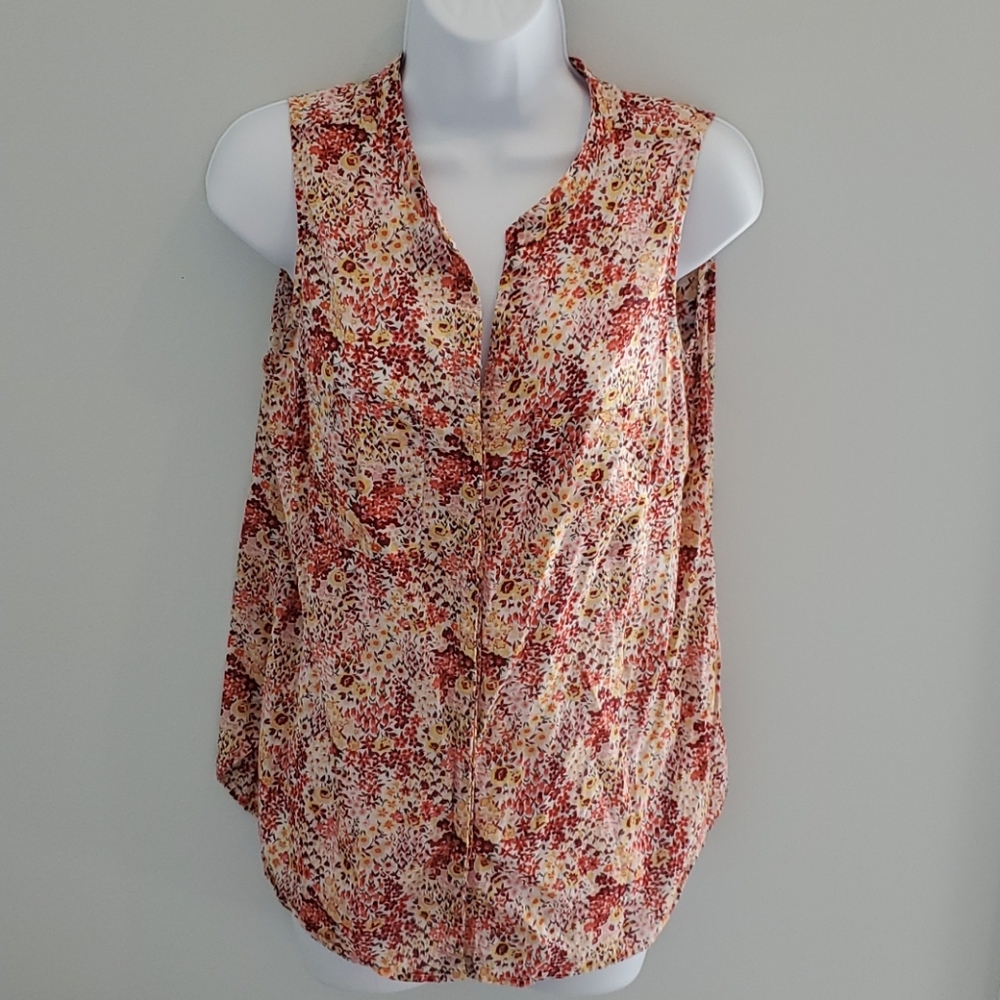 Gap Women's Blouse sz S Floral Sleeveless